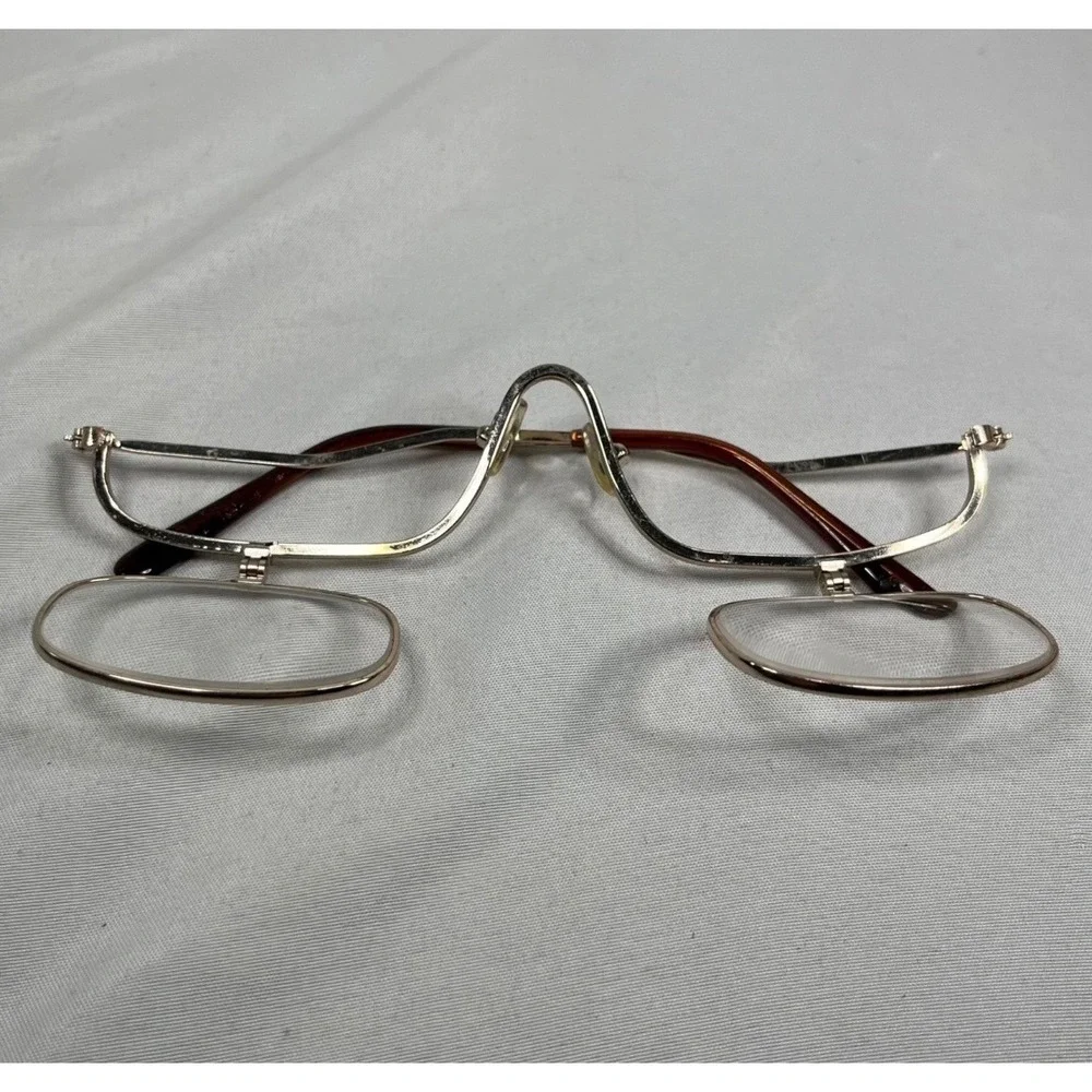 Vintage Gold Flip Down Makeup Glasses Magnifying Eye Makeup Application Frames